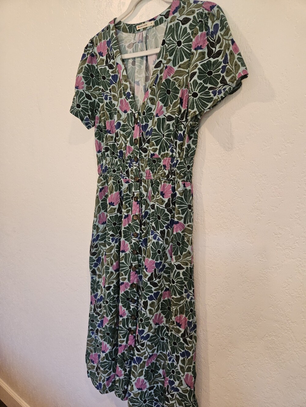 Marine Layer Annika Floral Midi Dress Green Floral Retro Print Women’s Size Med. - Picture 3 of 12